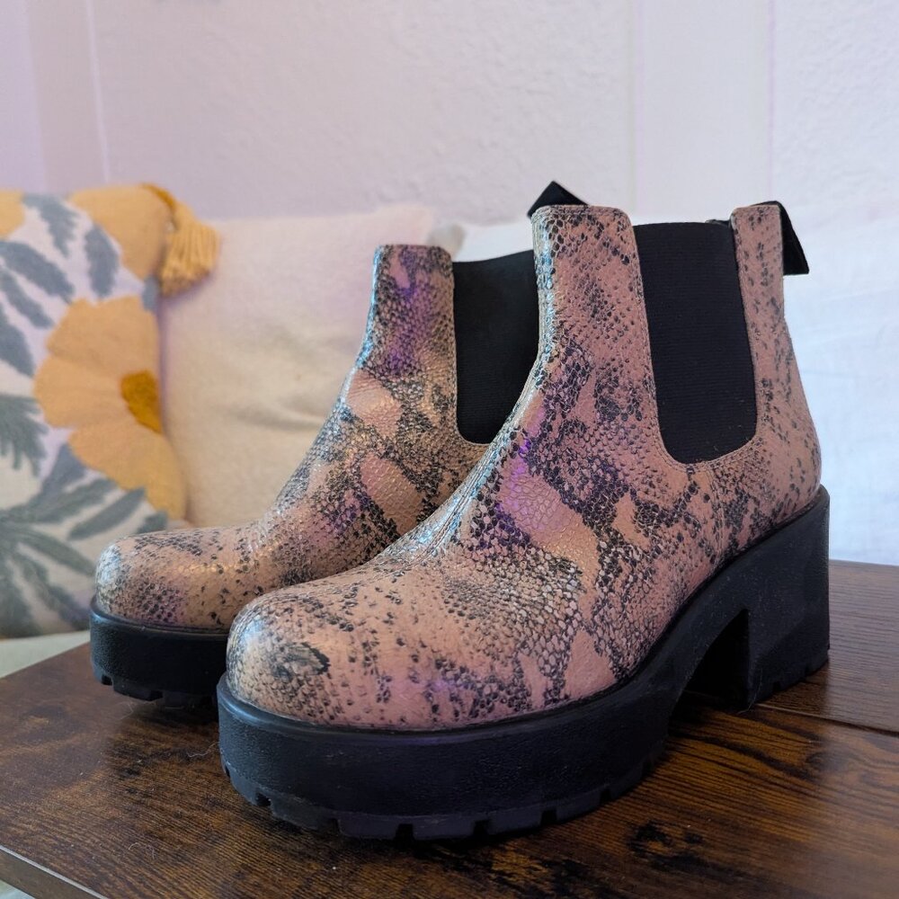 Snake print ankle boot